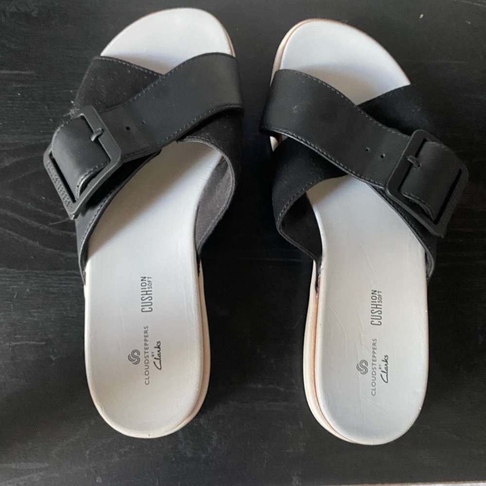 Clarks Women's Black Slide Sandals